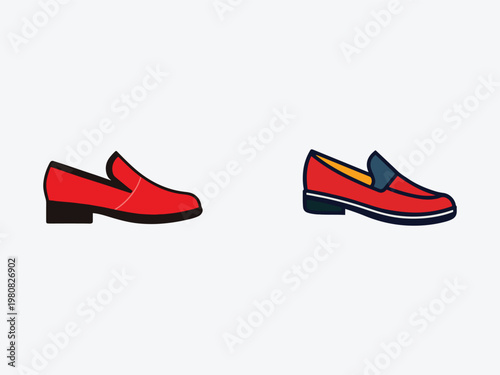 Redloafersshoeswithdifferentdesignsandcolorsonlightgraybackground
