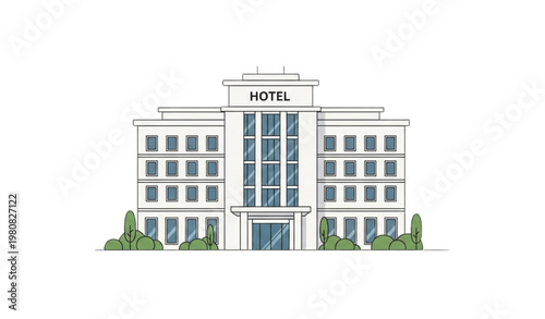 Big hotel vector illustration flat minimal building travel design