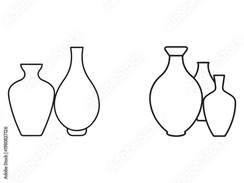 Set of four line art vases in different shapes and sizes  simple elegant decorative household items