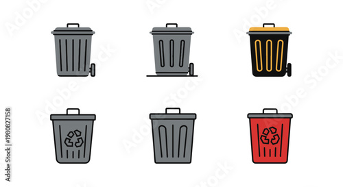 City trash bin Line art vector minimal decorative abstract