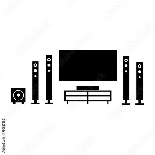 Surround Sound Entertainment Setup Illustration.
