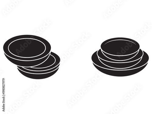 Stackofblackplatesonwhitebackground