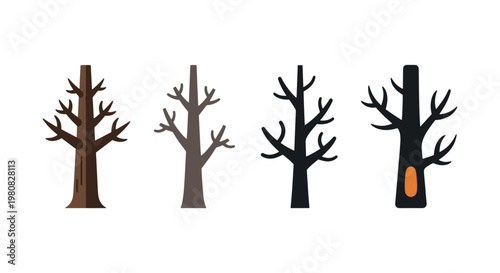 Dead tree Line art vector set creative abstract simple