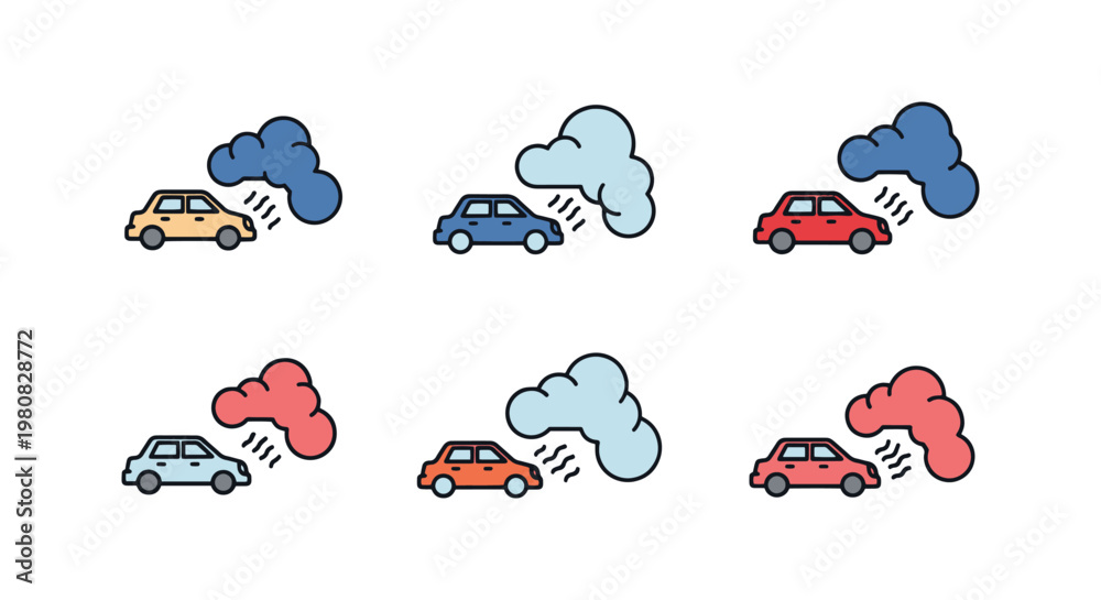 Obraz premium Car emission cloud Line art creative abstract shape illustration
