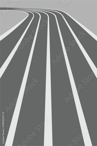 Running Track White Outline Simple Flat Vector for Background
