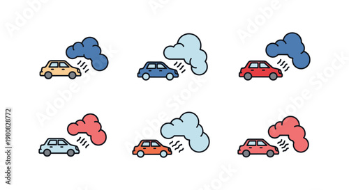 Car emission cloud Line art creative abstract shape illustration