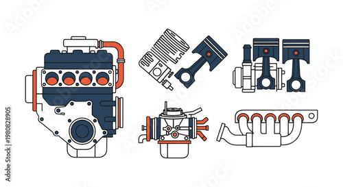 Car Engine Line art vector minimal abstract creative