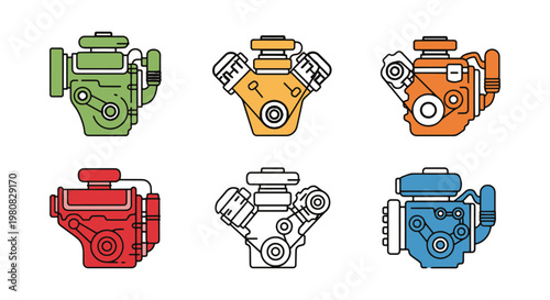 Car Engine Line art vector modern shape abstract