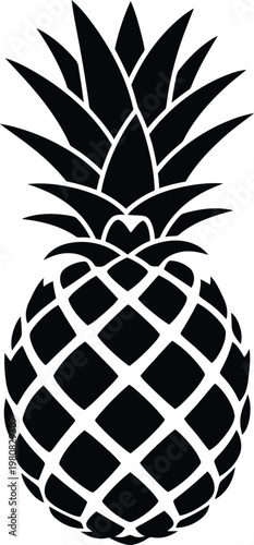 Pineapple silhouette a tropical fruit icon in black and white