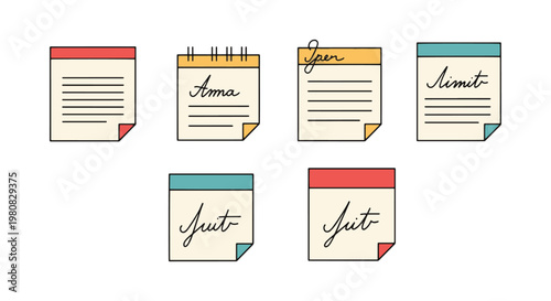 handwriting note Line art clean abstract colorful shapes