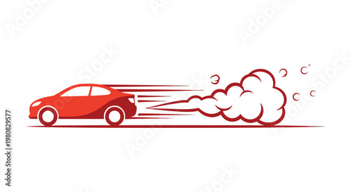 Car smoke cloud Line art modern abstract colorful illustration