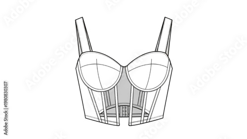 Vector CAD design of a women's corset lingerie