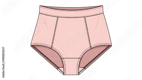 Vector CAD drawing of pink women's underwear briefs