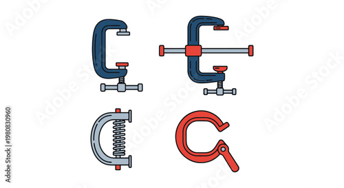 Clamp Set Line art vector clean abstract colorful