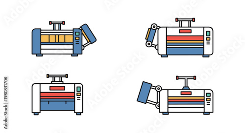 Box Folding Machine Line art clean shapes vector
