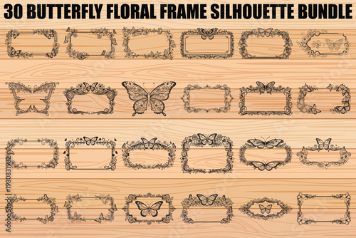 Butterfly Floral Frame SVG Bundle