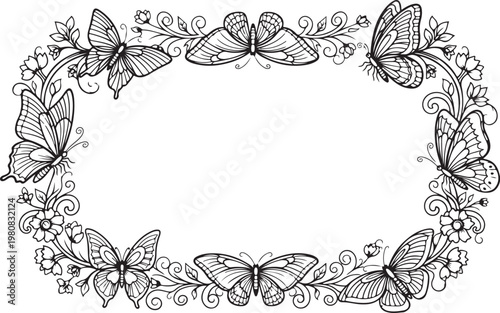 Butterfly Floral Frame SVG Bundle