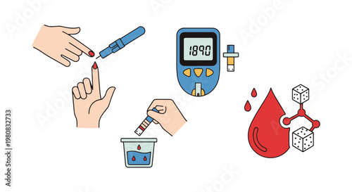 Glucose Test Line art vector minimal colorful pattern
