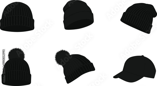Winter beanie hat collection, stylish knit caps, warm pom pom hats, cozy wool beanies, trendy headwear fashion accessories for cold weather