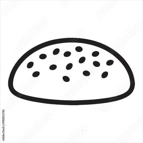 Simple line drawing of a sesame seed bun top