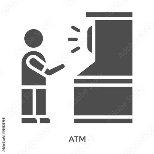 Atm Icon Line Style. Design Vector Illustration