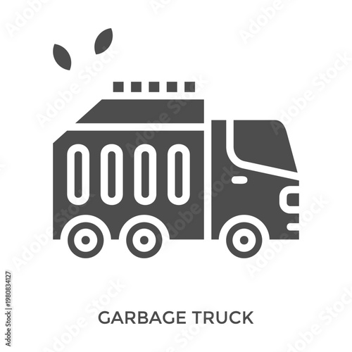 Garbage Truck Icon Line Style. Design Vector Illustration