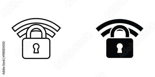 Secure and insecure wireless network connections depicted with lock symbols.