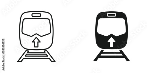 Contrasting icons of an elevator and an escalator in a building structure setting