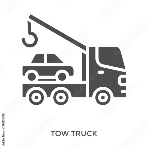 Tow Truck Icon Line Style. Design Vector Illustration