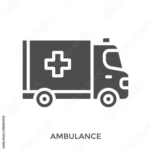 Ambulance Icon Line Style. Design Vector Illustration
