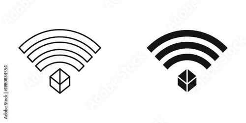 Comparison of active and inactive wireless network signal icons with data transfer symbol