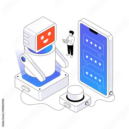 Editable design illustration of chatbot assistant 