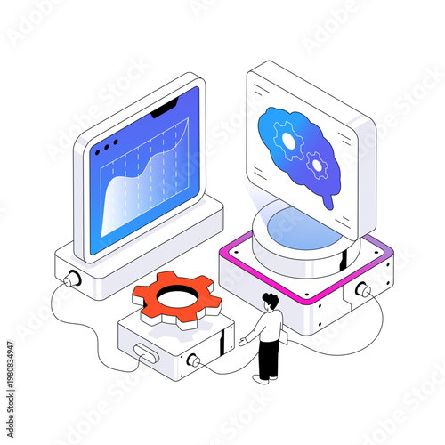 An isometric design illustration of deep learning 
