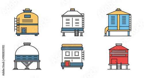 Grain Dryer Line art vector clean abstract modern illustration