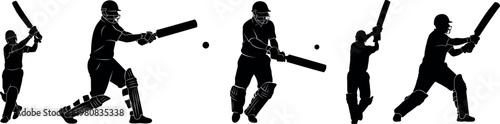 Cricket bat with man dynamic silhouette of a batsman in action