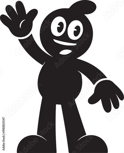 Mascot silhouette character waving hello graphic design