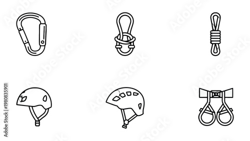 Rock Climbing Gear: An array of essential rock climbing equipment, meticulously arranged, representing the tools needed for adventure and the thrill of the ascent. 