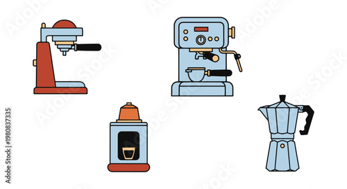 Espresso Machine Line art minimal simple shapes illustration