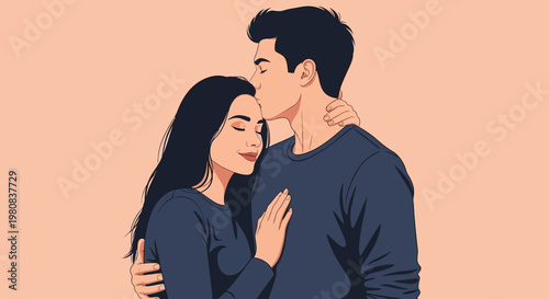 A loving couple in an embrace, expressing affection and warmth. A tender moment of closeness and affection. 