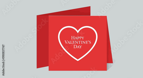 A Valentine's Day greeting card with a red heart design and a Happy Valentine's Day message displayed on its surface