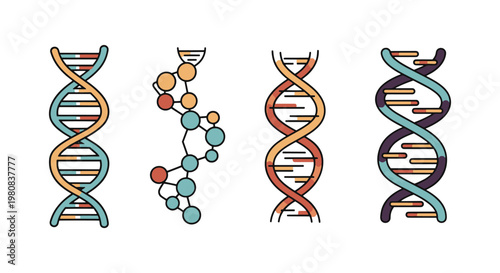 DNA Line art vector set creative clean abstract