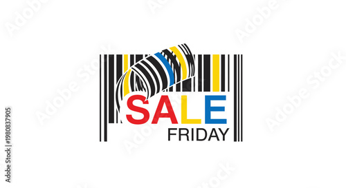 Barcode tag with Sale Friday text indicating a promotional event or special offer. 