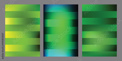 Three green pixelated artworks side by side on gray background