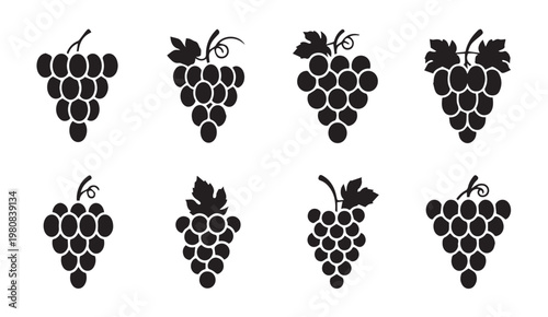 Grapes cluster icons against white background simple design vector illustration