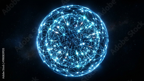 Abstract Glowing Neural Network Connections, Futuristic AI Neural Network Visualization, Digital Brain Synapse Network