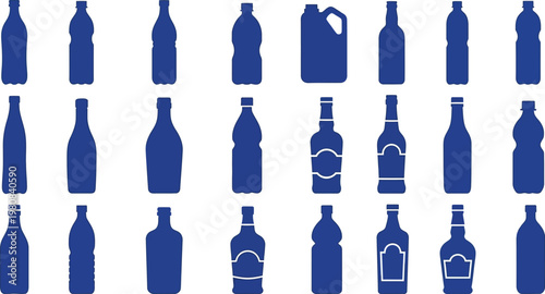 Assorted blue bottle and jug silhouette vector pack