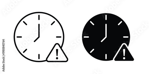 Alarm exclamation icon set vector symbol in black filled and stroke style