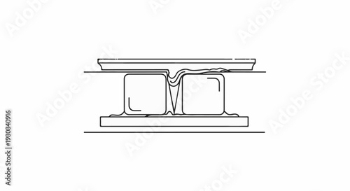 Abstract depiction of two melting ice cubes between horizontal lines