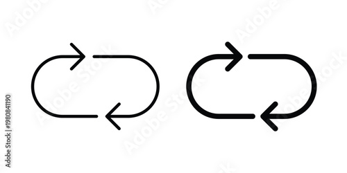 Arrows repeat icon set vector symbol in black filled and stroke style