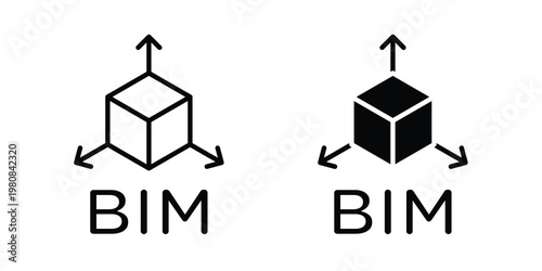 Bim icon set vector symbol in black filled and stroke style